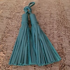 Teal leather purse/key tassel handcrafted